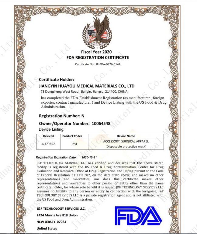 FDA registered and certified